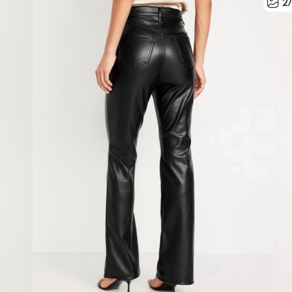 Old Navy High Rise Flare Black Faux Leather Pants size 4 - Picture 2 of 5